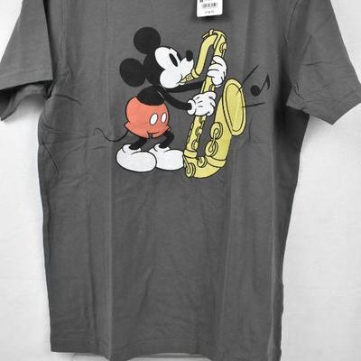 T-Shirt Size Medium, Gray, Mickey & Saxophone Sounds of Disney - New