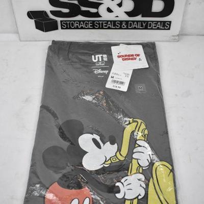 T-Shirt Size Medium, Gray, Mickey & Saxophone Sounds of Disney - New