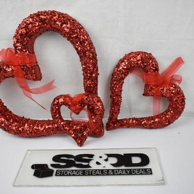 Way to Celebrate Valentine's Day Foam Sequin Hearts, Set of 3 - New