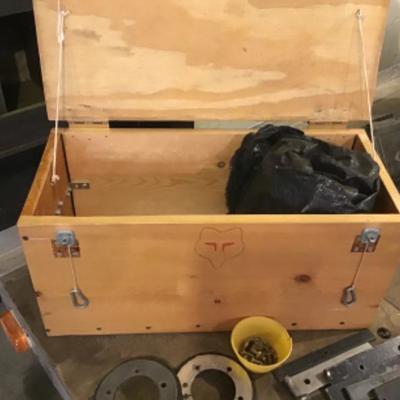 #a4.  Miscellaneous metal pieces, wood box and tarp