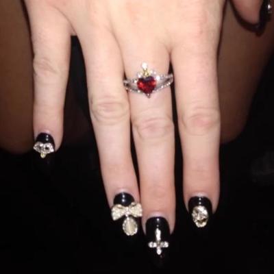  Garnet Heart and Dagger Ring