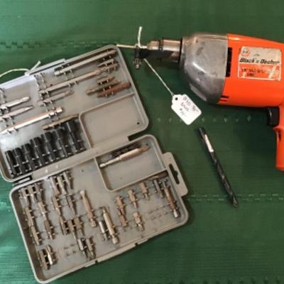 #a30.  Black & Decker 3/8â€ electric drill with bits