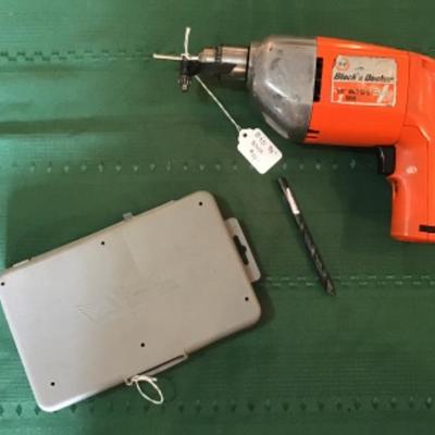 #a30.  Black & Decker 3/8â€ electric drill with bits