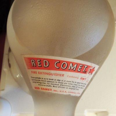 Antique RED COMET Fire Extinguisher - Clear - w Box