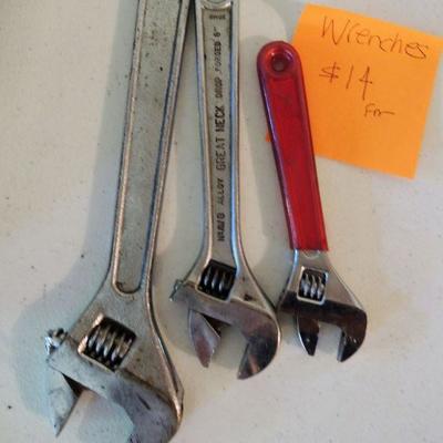 Lot of 3 Adjustable Wrenches