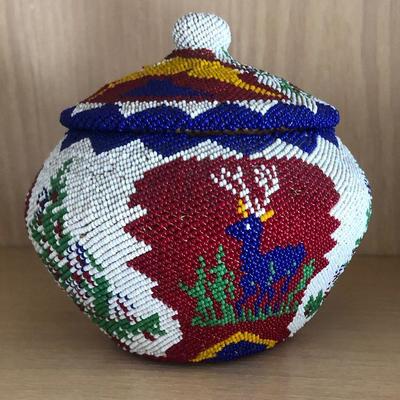Beaded Washoe Paiute Basket C.1930
