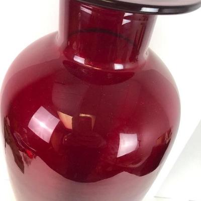 BLENKO Ruby Red 23" Glass Vase Mid-Century Jardinaire MCM Architectual Scale ART