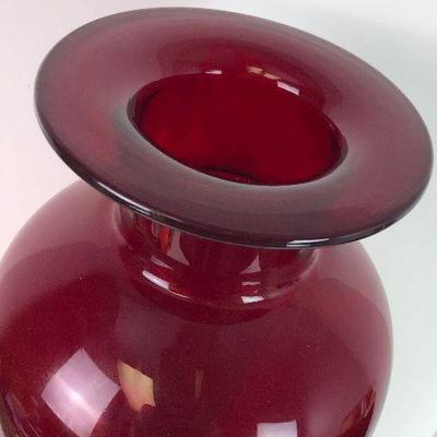 BLENKO Ruby Red 23" Glass Vase Mid-Century Jardinaire MCM Architectual Scale ART