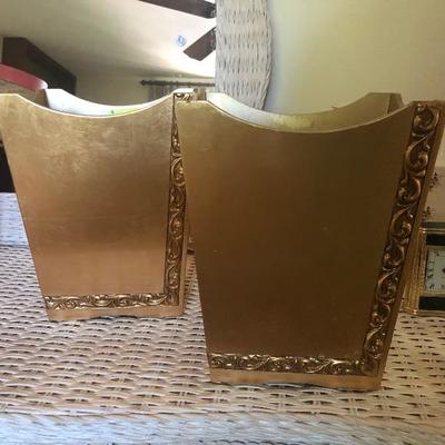 Matching gold trash cans