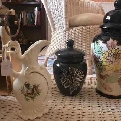 3 assorted vases 