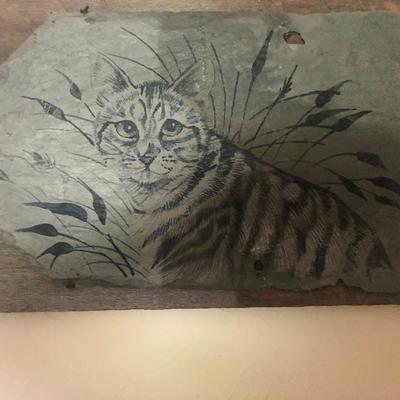 Art cat painted on stone