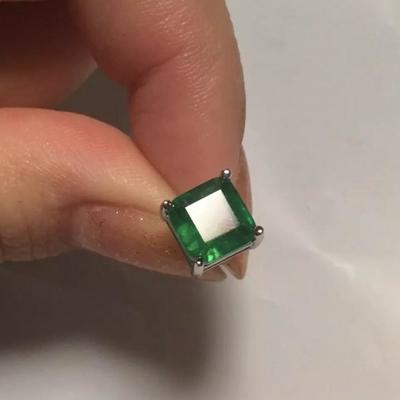 Square Cut Emerald Earrings 8mm