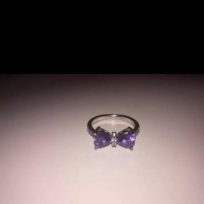 Amethyst Bow ring in .925