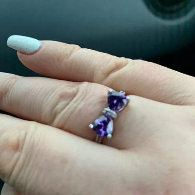 Amethyst Bow ring in .925