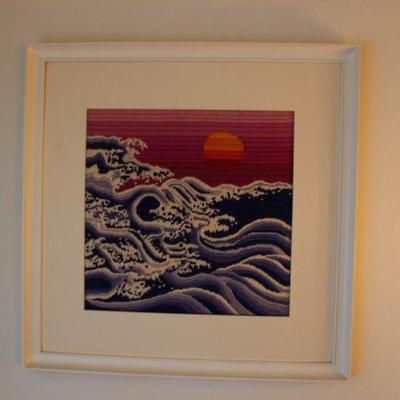 3-Framed Mated Sunrise Needlepoint Art Picture