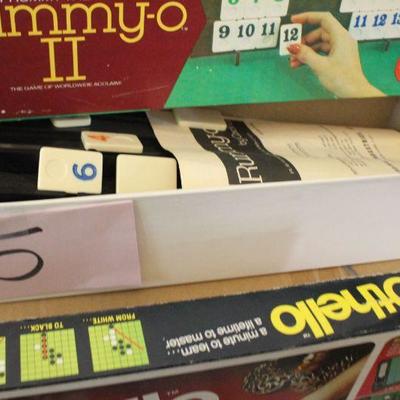 5-Lot of 5 Vintage Board Games and Cards-Rummy-o II-Stop Thief-Careers, Cribbage Set, Othello