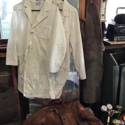 #s30.  Welders jacket, apron and two white coats