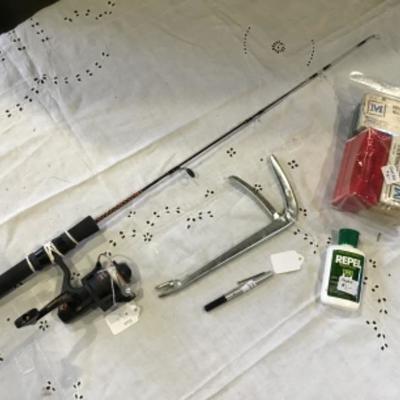 #s45.  Shakespeare Pro-Am reel, hook sharpener, miscellaneous