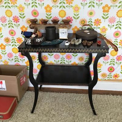 Antique Black Painted Side Table