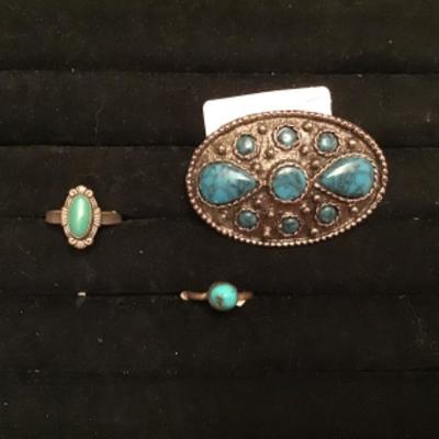 #z15.  Turquoise rings and pin