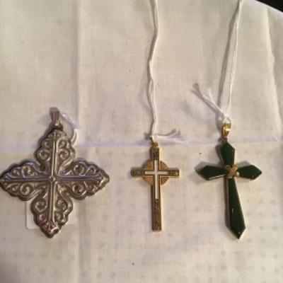 #z21.  Crosses- Silver read and Barton, Jade, and gold