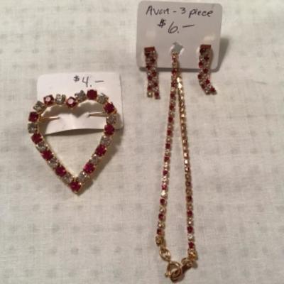 #z34.  Avon bracelet and earrings set with matching pin