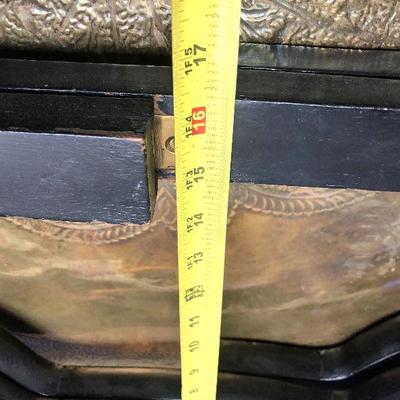 Vintage Brass Hammered Tray Table Hand Tooled Brass Middle Eastern 