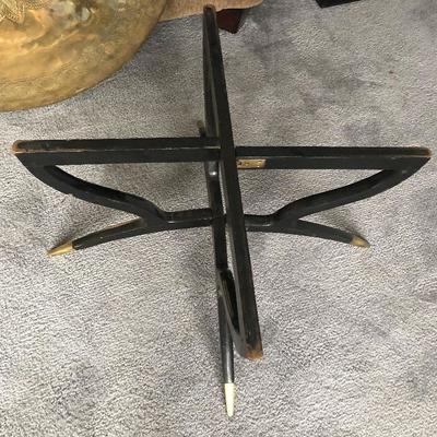 Vintage Brass Hammered Tray Table Hand Tooled Brass Middle Eastern 