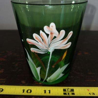 Green Floral Glass