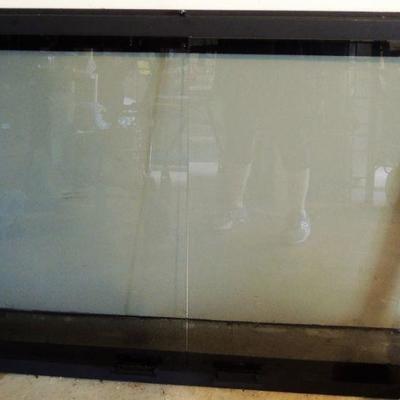 Fireplace Screen Glass Black Iron -Gently used