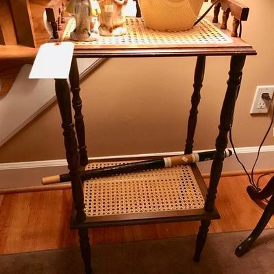 Two tiered table with cane $35