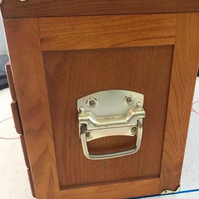 Oak Jewelry Chest Tool Box Carpenter's Four Drawer Display w/ Brass Embellishments