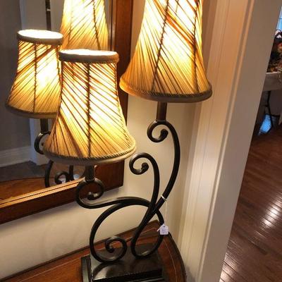 Two shaded metal lamp