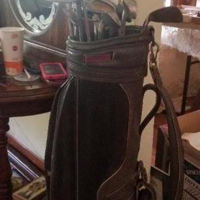Old golf clubs and bag 