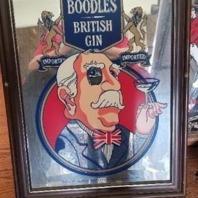 Bar mirror of Boodles British gin 