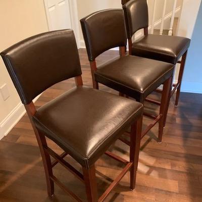 Pier 1 Brown Leather Bar Stools 42