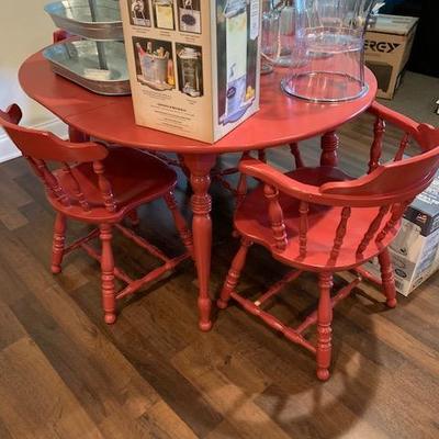 Red Painted Colonial Table and 4 Chairs $165