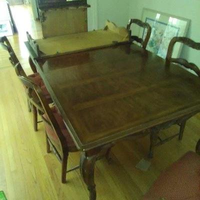 #19 Vintage 1980 dining table 6 chairs leaf 