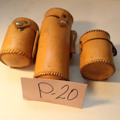 P20- Three Vintage Leather Camera Lens Holders/ Cases 4