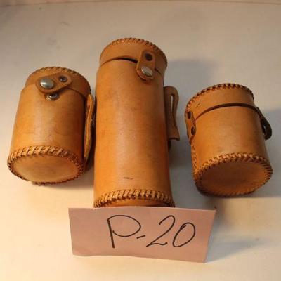 P20- Three Vintage Leather Camera Lens Holders/ Cases 4