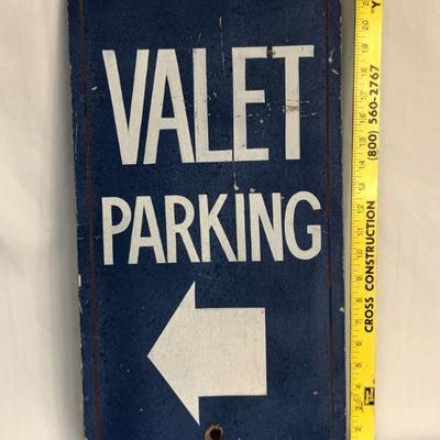 Vintage valet parking sign, painted wood