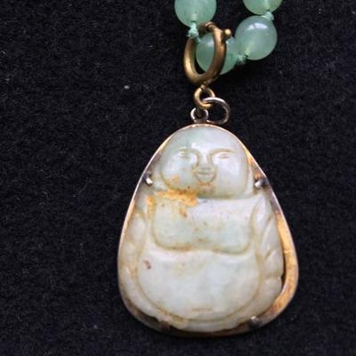 Antique Jade Buddha Pendant with Jade Necklace