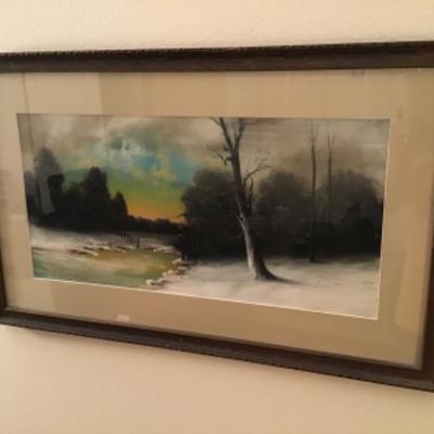 L-115 Arts and crafts pastel painting unsigned