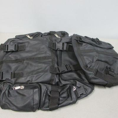 Lot 131 - 1 of 2 - Genuine Leather - Motorcycle Waterproof Cruiser PU Leather Sissy T Bar Travel Biker Luggage Set