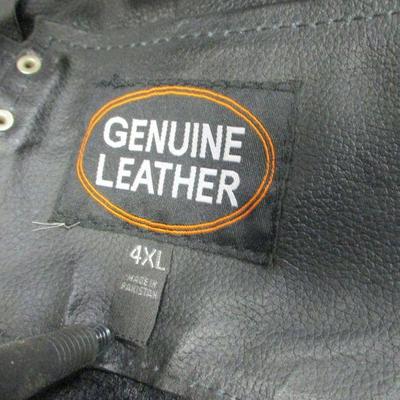 Lot 133 - Motorcycle Genuine Leather Biker Chaps Cowboy Pants - Size 4 XL 