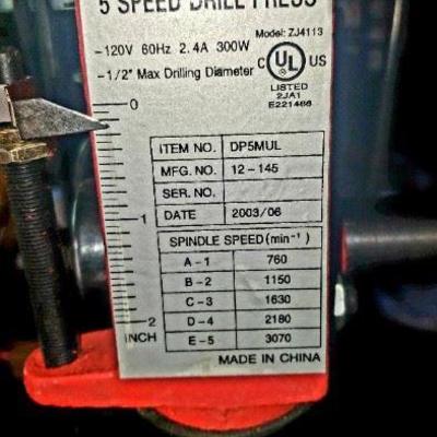 #87 Harbor Freight 5-sped drill press 