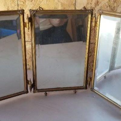 Victorian folding table top mirror