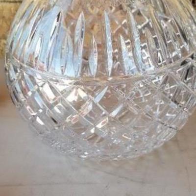 #100 Large crystal rose bowl