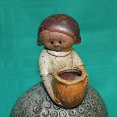 Pottery Woman with Pot Figurine