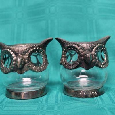 Pair of Owl Votive Candle Holders